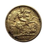 A 22CT GOLD HALF SOVEREIGN COIN, GEORGE V, DATED 1912 With St. George and Dragon verso.
