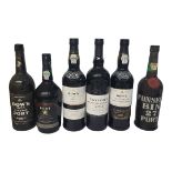 SIX BOTTLES OF VARIOUS PORT To include four Dow’s 1975, 2001 and 2002, Taylor’s, Fonseca, 750ml.