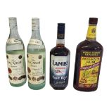 RON BACARDI SUPERIOR, TWO BOTTLES Along with a 700ml a bottle of Lambs Navy Rum and a 1 litre