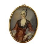 A 19TH CENTURY OVAL MINIATURE PAINTING ON IVORY, CONTINENTAL SCHOOL PORTRAIT OF A LADY Unsigned in