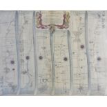 AN ANTIQUE 18TH CENTURY COPPER PLATE HAND COLOURED TOPOGRAPHICAL MAP MONMOUTH-LUDLOW BY JOHN GILBY