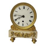 A 19TH CENTURY GILT BRONZE AND MARBLE TIMEPIECE CLOCK Barrel form case with Neoclassical