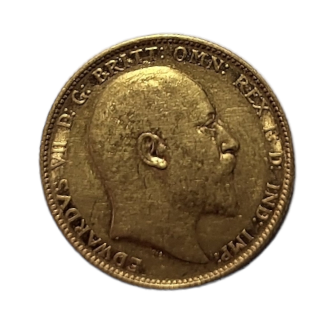 A 22CT GOLD FULL SOVEREIGN COIN, EDWARD VII, DATED 1906. - Image 2 of 2