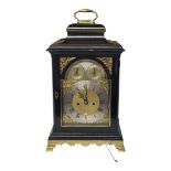 JAMES TREGENT, 1781 - 1806, AN EBONISED WOOD AND BRASS DOUBLE FUSÉE PULL REPEAT BRACKET CLOCK Having