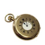 AN EARLY 20TH CENTURY 18CT GOLD HALF HUNTER GENTS POCKET WATCH Having blue enamel number markings,