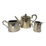 A VICTORIAN FOUR PIECE SILVER PLATED TEA SET Comprising a teapot, coffee pot, sugar basin and