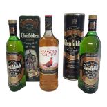 GLENFIDDICH, TWO BOTTLES OF 1 LITRE AND 750ML WHISKY Boxed, along with Famous Grouse 1 litre bottle.