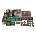 A COLLECTION OF 20TH CENTURY COMMEMORATIVE COINS To include a 2007 Five Pound coin in cardboard