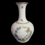 HEREND, HUNGARY, A LARGE FLORAL HAND PAINTED VASE With slender flared neck on a bulbous body,