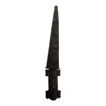 A LATE 19TH/EARLY 20TH CENTURY INDIAN BRONZE DAGGER The handle and scabbard encrusted with paste and