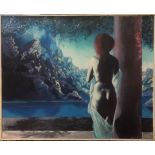 PARRISH GASQUET, 20TH CENTURY OIL ON CANVAS Lakeside landscape, with nude female, signed, framed. (