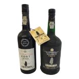 SANDEMAN PORT, 1986, A VINTAGE 75ML BOTTLE Along with a 2002 litre bottle.