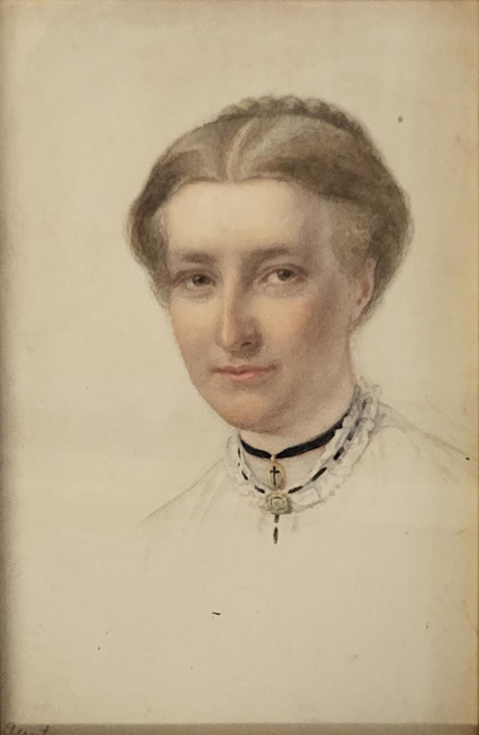 WILLIAM GALE, 1823 - 1909, WATERCOLOUR Portrait of the Artist's wife, mounted, framed and glazed, - Image 4 of 4