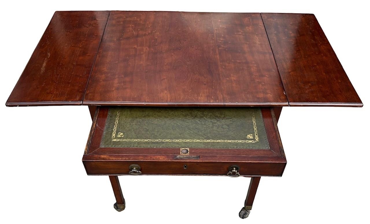 MANNER OF THOMAS CHIPPENDALE, A FREESTANDING GEORGE III PLUM MAHOGANY AND HARWOOD INLAID DROP FLAP - Image 12 of 17