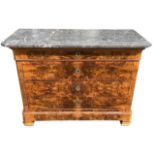 A 19TH CENTURY FRENCH LOUIS PHILIPPE WALNUT COMMODE The grey veined marble top above four drawers