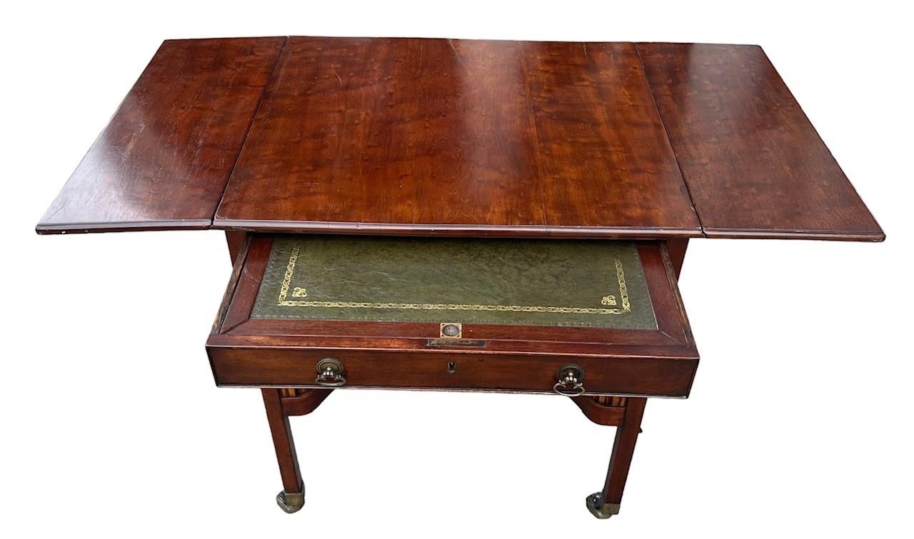 MANNER OF THOMAS CHIPPENDALE, A FREESTANDING GEORGE III PLUM MAHOGANY AND HARWOOD INLAID DROP FLAP - Image 9 of 17