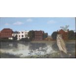 BERNARD CARTER, BRITISH, 1920 - 2014, OIL ON CANVAS Titled ‘Owl By The River’, signed lower left,