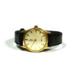 OMEGA, SWISS, A BOXED 1960’S GOLD PLATED 17 JEWELS GENTLEMAN’S WRISTWATCH Silvered dial with baton