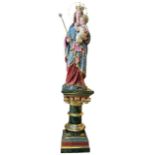 MAYER & CO., MUNICH, A LARGE 19TH CENTURY LIFE SIZE PAINTED STATUE OF SAINT MARY, QUEEN OF HEAVEN