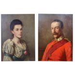 CIRCLE OF FREDERICK LORD LEIGHTON, BRITISH, 1830 - 1896, A PAIR OF LATE 19TH CENTURY PORTRAITS,