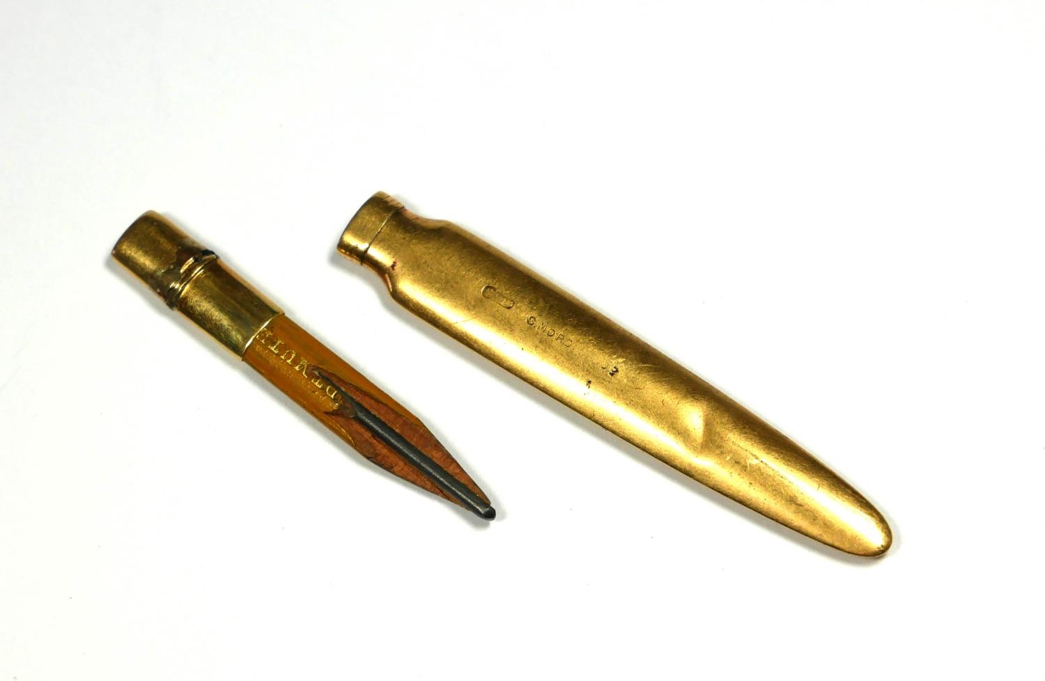 SAMPSON MORDAN, AN UNUSUAL 9CT GOLD PENCIL/LETTER OPENER. (length 7cm, 4.9g)