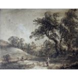 PAUL SANDBY, R.A., NOTTINGHAM, 1730 - 1809, LONDON, PEN, INK AND WASH Woodland river landscape, with