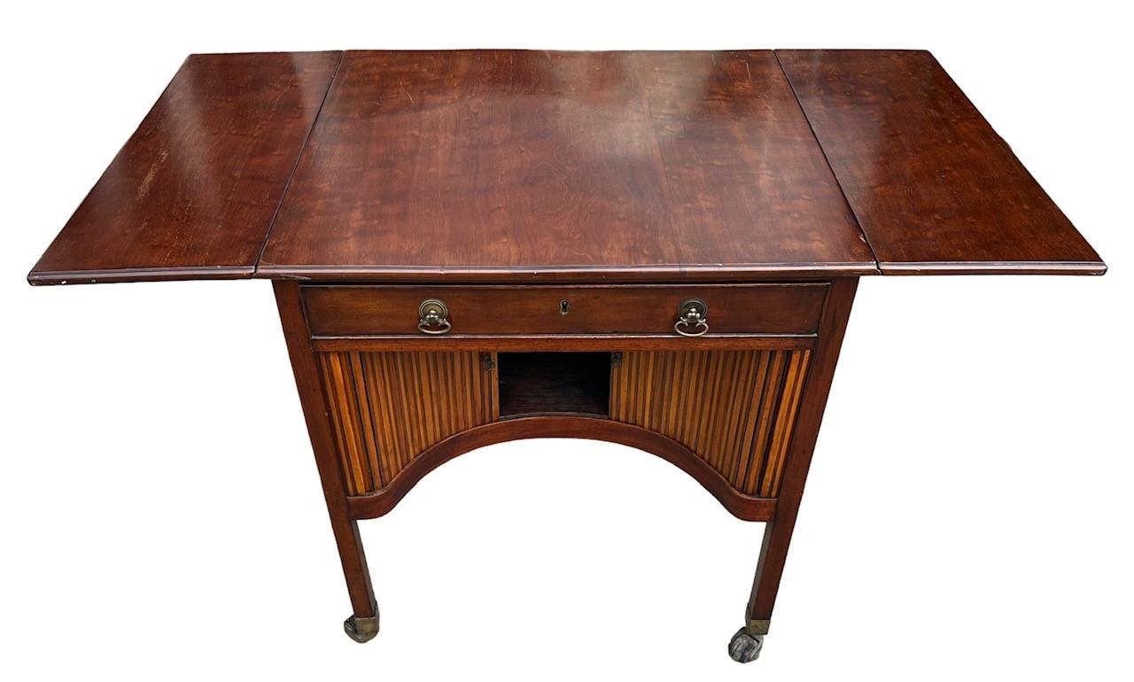 MANNER OF THOMAS CHIPPENDALE, A FREESTANDING GEORGE III PLUM MAHOGANY AND HARWOOD INLAID DROP FLAP - Image 11 of 17