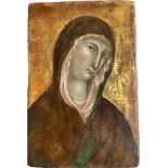 SIENESE SCHOOL, FOLLOWER OF DUCCIO DI BUONINSEGNA, FL. SIENA 1278 - 1319, HEAD OF MADONNA,