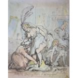 THOMAS ROWLANDSON, 1756 - 1827, PEN, INK AND WATERCOLOUR The Actresses Dressing Room at Drury Lane