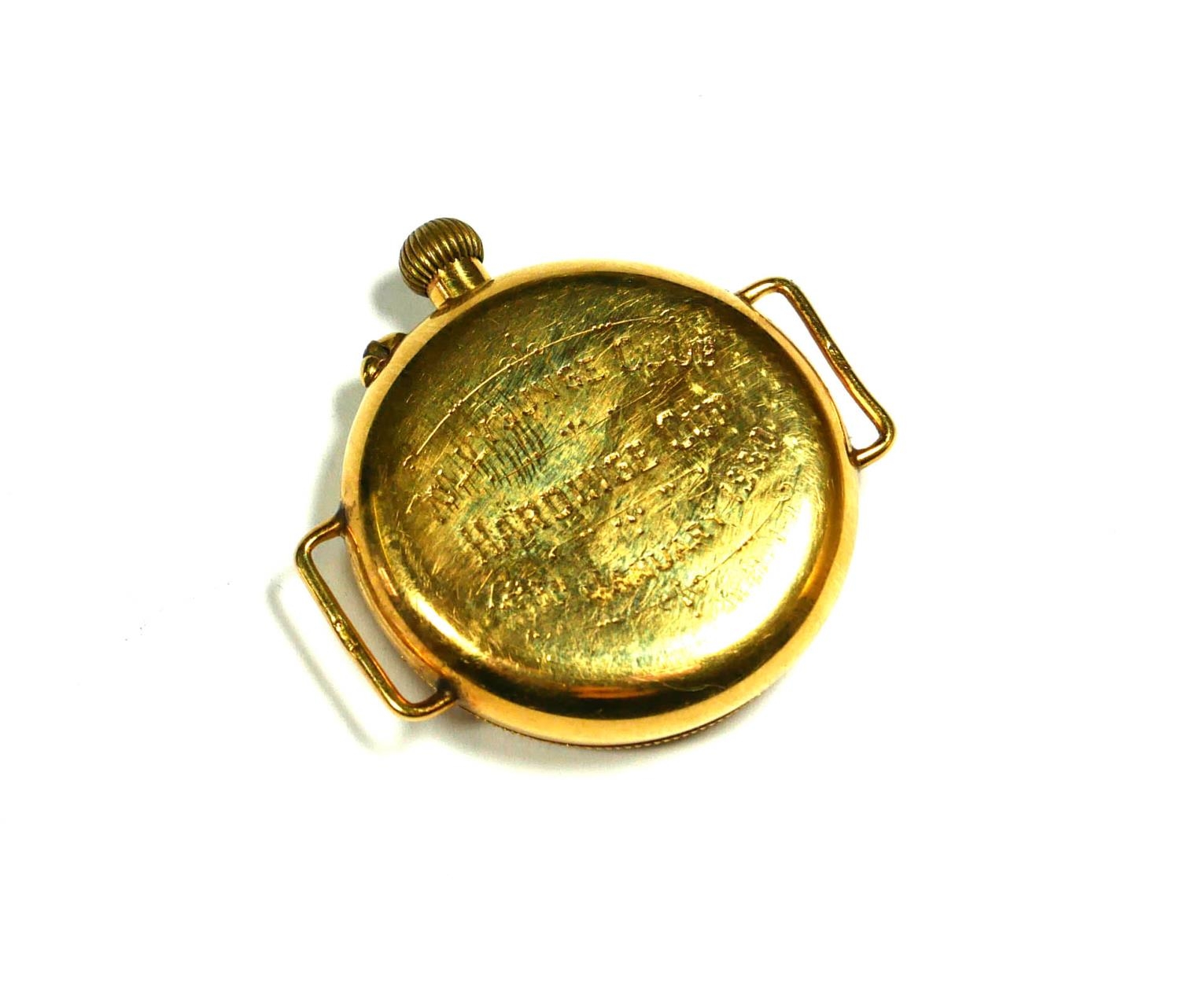INDIAN & GOLFING INTEREST, AN 18CT YELLOW GOLD GENT’S WRISTWATCH CASE, ENGRAVED ‘TOLLYGUNGE CLUB, - Image 3 of 3