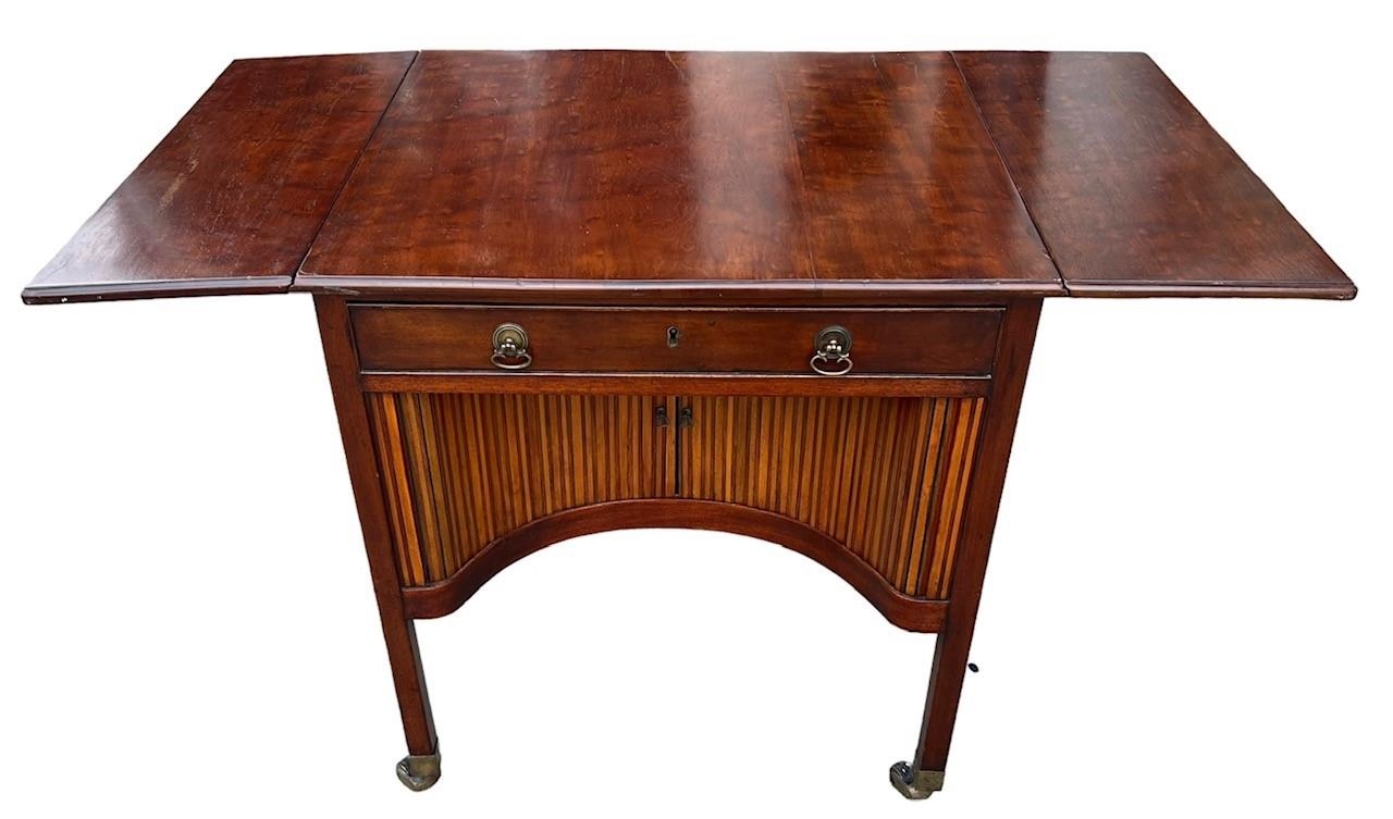 MANNER OF THOMAS CHIPPENDALE, A FREESTANDING GEORGE III PLUM MAHOGANY AND HARWOOD INLAID DROP FLAP - Image 8 of 17
