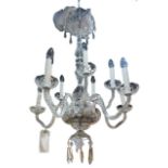 WATERFORD, A LARGE TEN BRANCH CRYSTAL GLASS CHANDELIER. (drop 110cm x diameter 65cm)