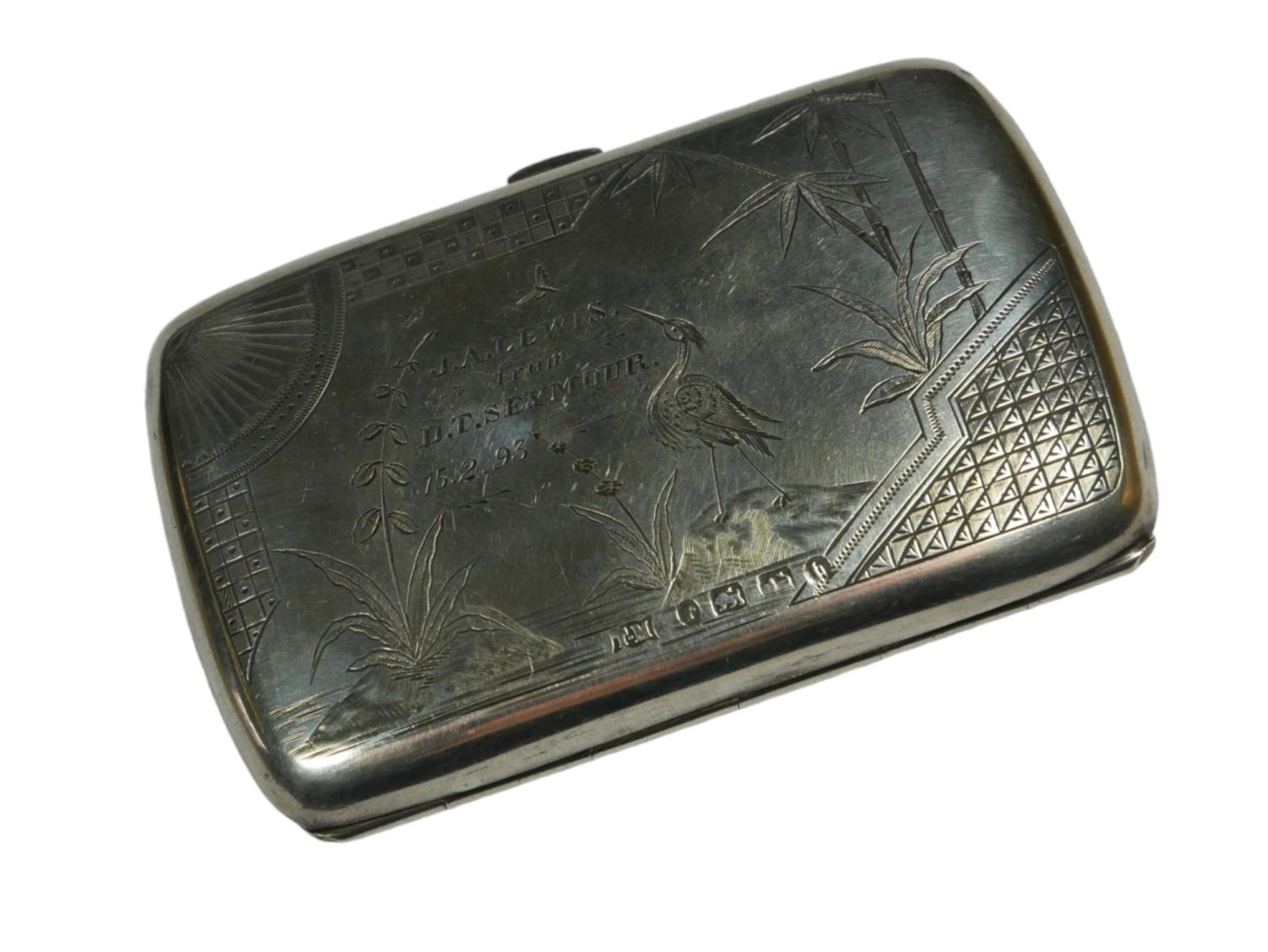 THOMAS MARSH & CO,. A VICTORIAN SILVER CIGARETTE CASE Hallmarked Birmingham, 1876, the front - Image 2 of 3