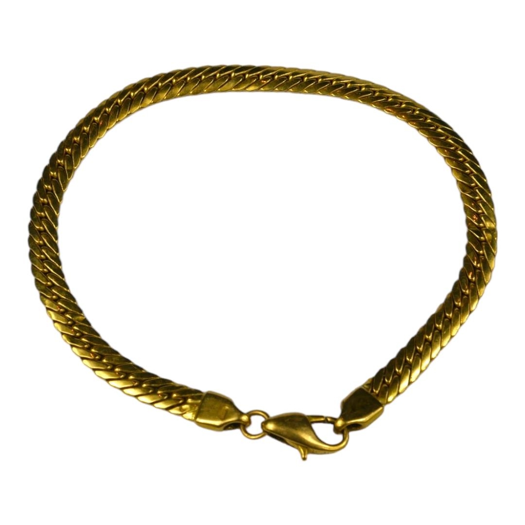 AN ITALIAN 18CT GOLD HERRINGBONE LINK BRACELET Arezzo, Italy. (length 21cm, 8g) - Image 2 of 3