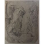 CIRCLE OF MICHELANGELO BUONARROTI, CAPRESE, 1475 - 1564, ROME, BLACK CHALK STUDY DRAWING For a