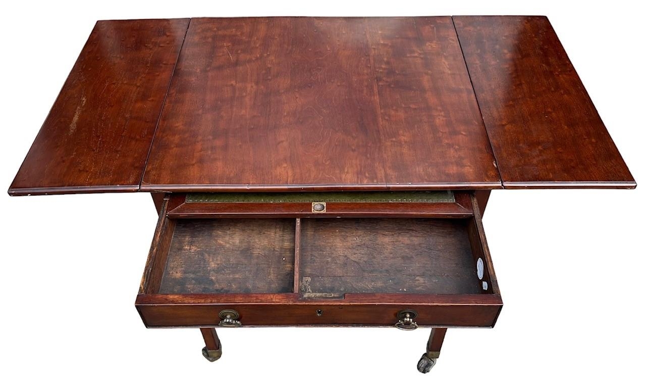 MANNER OF THOMAS CHIPPENDALE, A FREESTANDING GEORGE III PLUM MAHOGANY AND HARWOOD INLAID DROP FLAP - Image 13 of 17