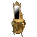 AN 18TH CENTURY ITALIAN VENETIAN ROCOCO CARVED GILTWOOD AND PAINTED MIRROR BACK CONSOLE TABLE/
