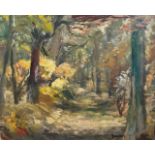 RONALD OSSORY DUNLOP, R.A., R.B.A., BRITISH, 1894 - 1973, LARGE OIL ON CANVAS Woodland landscape,