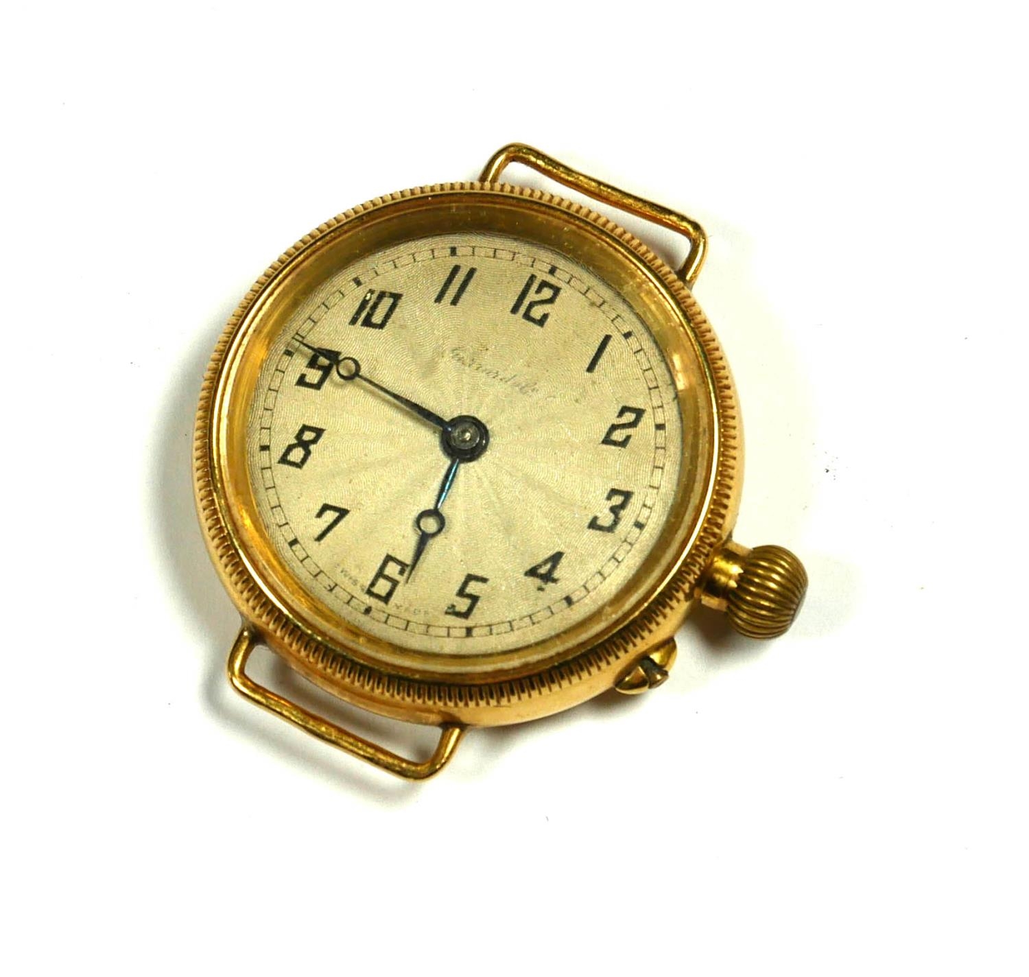 INDIAN & GOLFING INTEREST, AN 18CT YELLOW GOLD GENT’S WRISTWATCH CASE, ENGRAVED ‘TOLLYGUNGE CLUB,