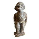 PRE- 15TH CENTURY, SIERRA LEONE, A SAPI STONE FIGURE OF NOMOLI. (h 19.4cm x w 8.3cm x d 7.2cm) N.