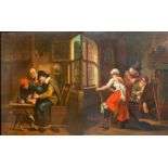 CIRCLE OF JAN JOSEF HOREMANS THE YOUNGER, ANTWERP, 1714 - 1790, A PAIR OF 18TH CENTURY OILS ON
