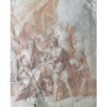 AN 18TH CENTURY ITALIAN CHALK AND WASH DRAWING STUDY Christ healing the blind with Mary Magdalene