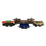 MECCANO LTD, LIVERPOOL, A COLLECTION OF FIVE LARGE METAL 0 GAUGE TRAIN CARRIAGES.