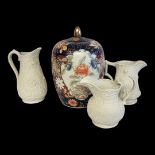 THREE PORTMERION POTTERY PARIAN PORCELAIN JUGS IN VICTORIAN STYLE, one design for empire