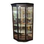 A VICTORIAN SHOPS WALL MOUNTING GLAZED DISPLAY CABINET with single door and canted corners enclosing