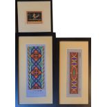 TWO 19TH CENTURY BERLIN TAPESTRY DESIGN HANDCOLOURED ENGRAVINGS Titled ‘The Golden Cross Band in