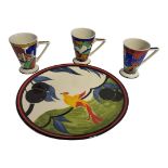 WEDGWOOD, A LIMITED EDITION ART DECO PORCELAIN CHARGER PLATE An exotic bird with fruit, marked to