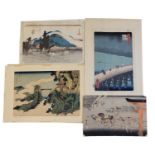 A COLLECTION OF FIVE 19TH CENTURY JAPANESE MEIJI WOODBLOCK PRINTS Landscape scenes after