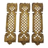 A SET OF THREE LATE 19TH CENTURY FRENCH ROCOCO REVIVAL GILDED BRONZE DOOR PLATES/PANELS With