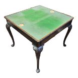 A VICTORIAN MAHOGANY CARD TABLE With green baize top above four drawers, on cabriole legs with